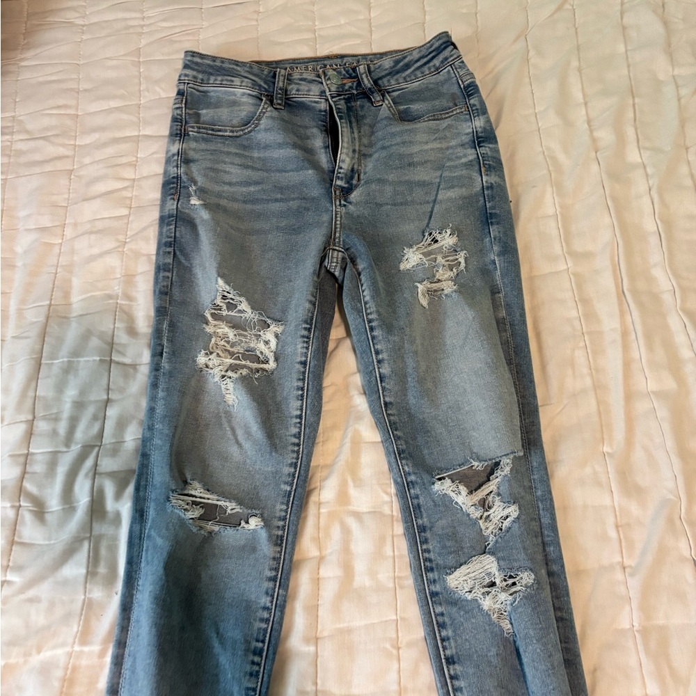 Distressed Blue Jeans